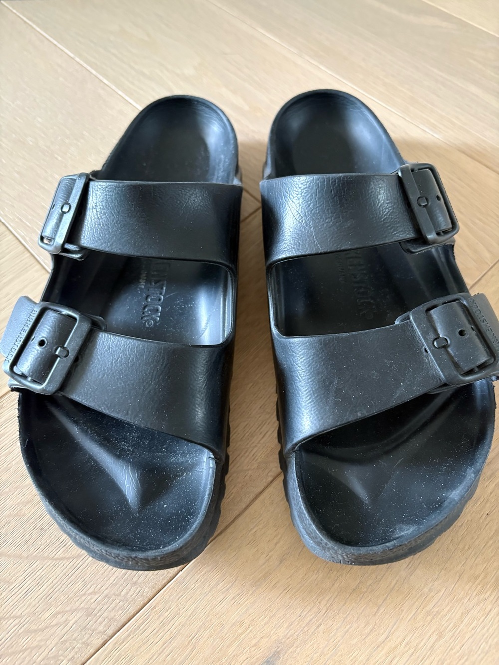 Birkenstock Arizona Essentials EVA Black Foam Rubber Slide Sandals Sz W7 M6 EU38